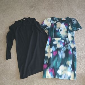 Calvin Klein Black and Floral Long Sleeve Dress Duo
